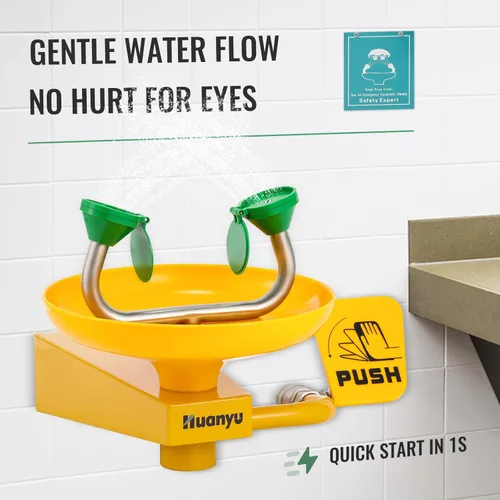 Miniatura 6 de Huanyu Estación de lavado de ojos de montaje en pared de emergencia Estaciones de lavado de ojos montadas en la pared, aprobadas por la OSHA, unidad