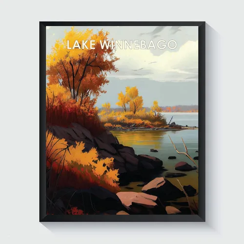 Miniatura 19 de Yellowstone Lake - Póster impreso artístico, ilustración, arte de pared, decoración de paisaje retro, paisaje, obra de arte para decoración de Lago