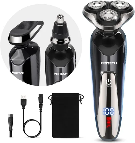 Maquinilla de afeitar eléctrica para hombres – Afeitadora eléctrica recargable para hombres, maquinilla de afeitar inalámbrica impermeable en seco