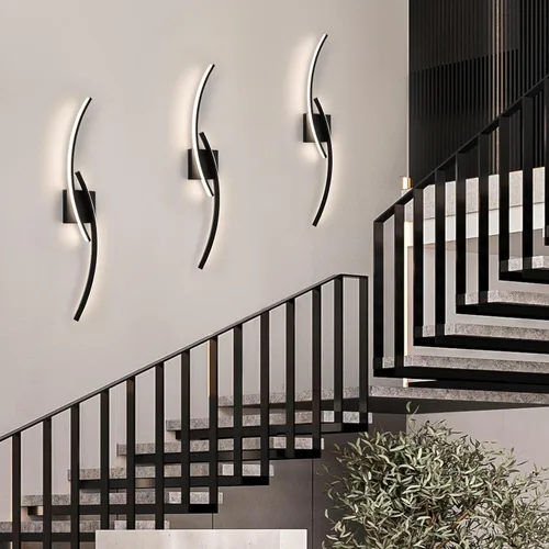 Miniatura 9 de Aplique de Pared Moderno Cableado, Luces LED de Pared Modernas de 4000K para Sala de Estar de 31.5 Pulgadas, Accesorios de Luz de Pared Negros