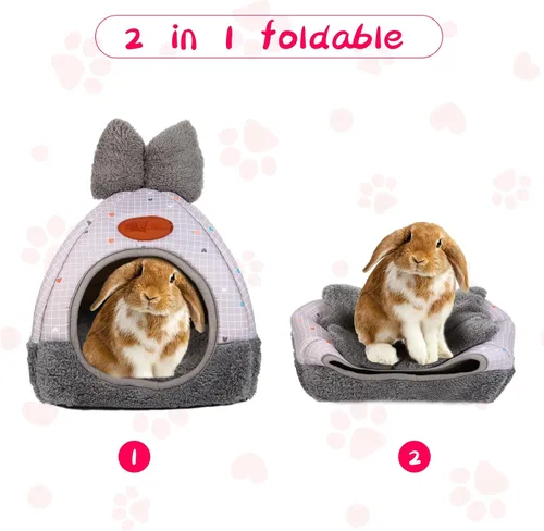 Miniatura 5 de Cama de conejo, escondites de casa, hurones, ratas, erizos, jaula de chinchilla, accesorio para conejo, cobaya, hámster, cama de conejo acogedora
