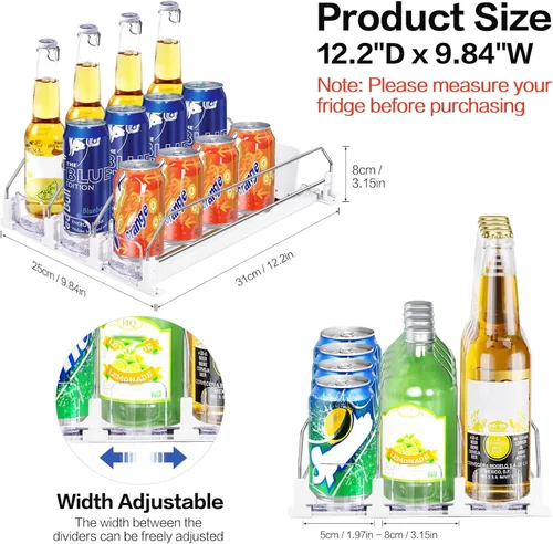 Miniatura 3 de Organizador de bebidas para mini refrigerador, dispensador automático de bebidas para refrigerador, organizador de latas de soda para bebidas