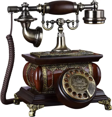 Vintage Landline Phone with Cloth Cord Push-Button Retro Dial Telephone for Home, Office, Hotels Decor