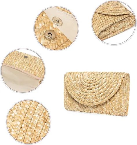 Miniatura 7 de JOSEKO - Bolso de mano de paja para mujer, bolso de mano de playa para verano