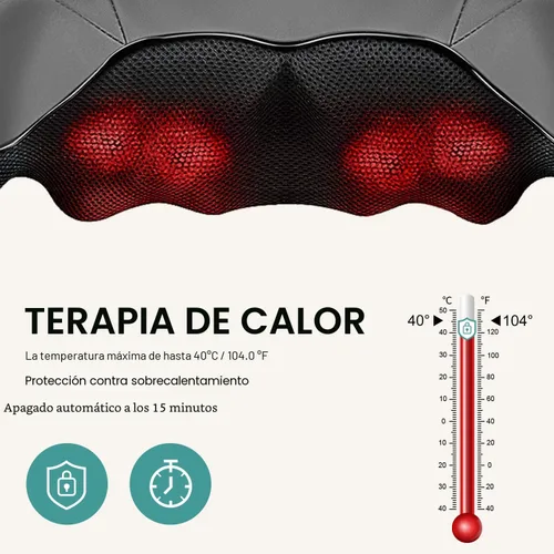 Miniatura 5 de Nekteck - Masajeador Shiatsu para cuello y espalda con calor relajante, masajeador de hombros para alivio del dolor de tejido profundo, herramientas