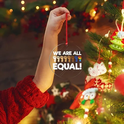 Miniatura 2 de We are All Equal - Adornos de Navidad bisexuales, orgullo arco iris, gay, LGBTQ, decoración de árbol de Navidad, recuerdo, novedad gay, adornos