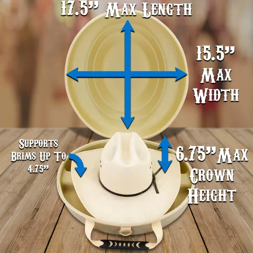 Miniatura 3 de CASEMATIX Caja de sombrero de vaquero y almacenamiento portátil para sombreros de vaquero para bordes de hasta 4.75 pulgadas, funda rígida