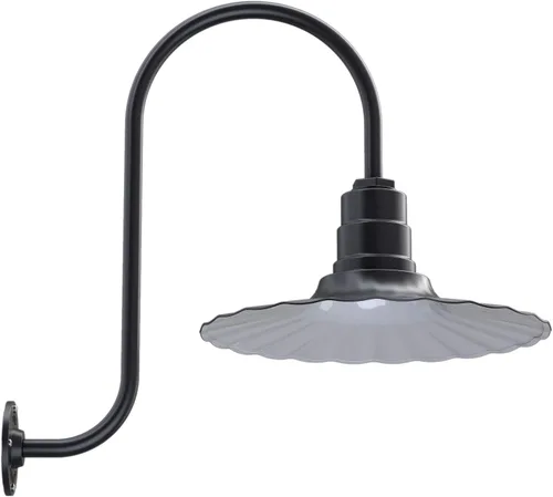 Miniatura 23 de Steel Lighting Co. Highland Park - Luz de granero Montada en la pared al aire libre Onda radial de 16 pulgadas Brazo recto de 11 pulgadas