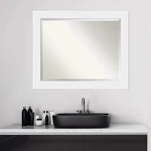 Miniatura 6 de Amanti Art Espejo de baño de madera, espejo de pared blanco Corvino para usar como espejo de tocador de baño sobre el fregadero (27 x 33 pulgadas)