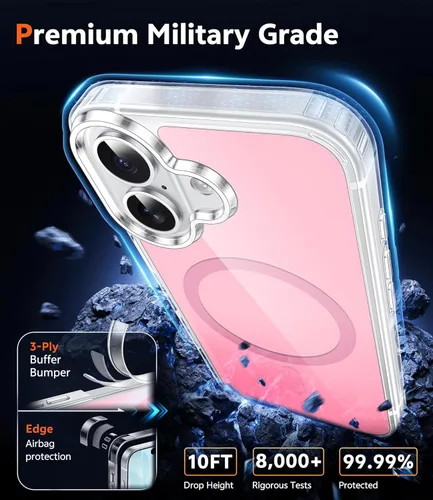 Miniatura 519 de FNTCASE Funda para iPhone 13 Pro-Max: Fundas magnéticas transparentes compatibles con Magsafe Slim anti amarillamiento protección contra caídas