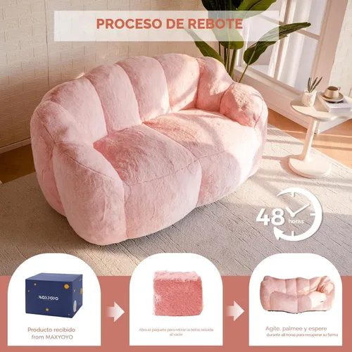 Miniatura 6 de MAXYOYO Puf para adultos, sofá puff en forma de floral, sofá de piel sintética ultrasuave, silla de lectura grande para sala de estar, dormitorio