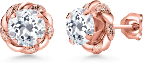 Miniatura 338 de Gem Stone King Aretes de plata de ley 925 de 0.236 in con piedra natal redonda para mujer