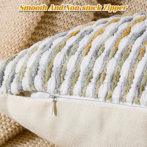 Miniatura 3 de AmHoo Juego de 2 fundas de almohada decorativas de chenilla estilo bohemio, funda de almohada con borlas para sofá, cama, dormitorio, sala de estar