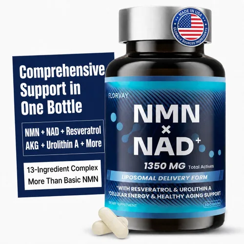 Suplemento liposomal NMN + NAD+ - Soporte de NAD+ de doble fuente con resveratrol, AKG y urolitina A - Energía celular, vitalidad y bienestar diario