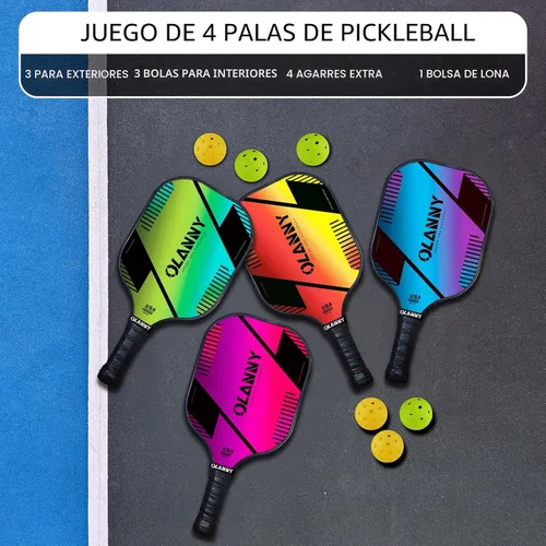 Miniatura 7 de OLANNY Juego de paletas de pickleball de grafito, raquetas de primera calidad, cara de fibra y polímero de núcleo de panal de abeja, incluye paletas