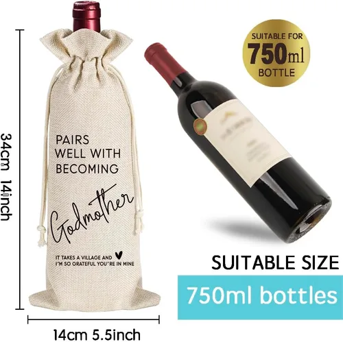 Miniatura 3 de EST 2026 - Regalos de copa de vino para madrina para mujeres, regalo de madrina por primera vez, regalo de anuncio de embarazo, regalos de bautismo