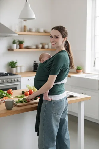 Miniatura 7 de TADO MUSLIN Portabebés para recién nacidos a niños pequeños (8-35 libras), eslinga modal suave elástica, transpirable para todas las estaciones