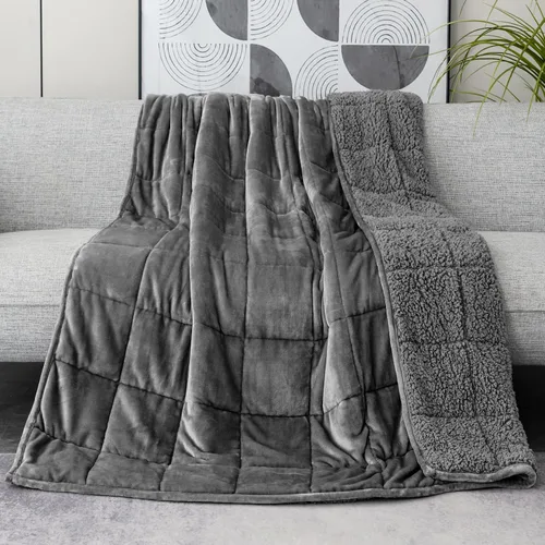 Miniatura 14 de Lofus Manta pesada para adultos (15 libras, 48 x 72 pulgadas), manta pesada lavable a máquina, mantas suaves con peso para aliviar el estrés y Negro