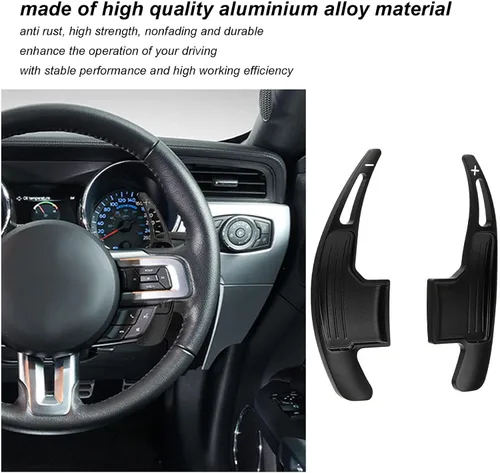 Miniatura 3 de KIMISS Extensión de palanca de cambios de aleación de aluminio para Mustang, paletas de cambio de volante, diseño de hoja ligera, compatible con V6