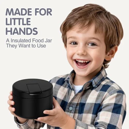 Miniatura 2 de LOHASOK Termo de sopa infantil de 12 onzas para comida caliente, tarro de comida aislado al vacío con tapa de hebilla, de acero inoxidable, boca
