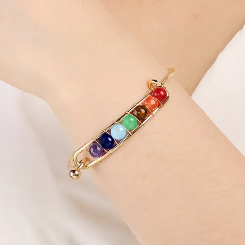 Miniatura 3 de Pulsera de meditación de 7 chakras con cristales de 0.236in y piedras de cristal de 0.236in