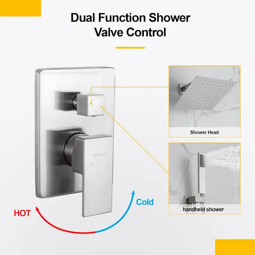 Miniatura 3 de Sistema de ducha de lluvia con ducha de mano, juego de grifo de ducha montado en la pared de 10 pulgadas para baño, mezclador de lluvia de lujo