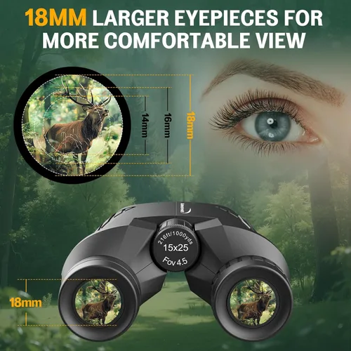 Miniatura 3 de Aurosports - Prismáticos compactos de 15x25 para niños y adultos - Prismáticos de alta potencia para observación de aves - Prismáticos pequeños