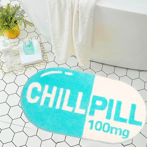 LEVINIS Tapete de baño con pastillero para dormitorio de niños, tapete antideslizante y lavable para baño, ducha, bañera, dormitorio, 27.5 x 15.5