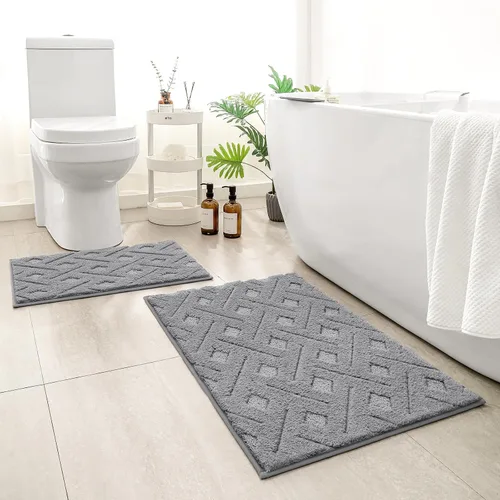 Miniatura 9 de HOMEIDEAS - Juego de alfombras de baño de 2 piezas, antideslizantes, lavables a máquina, de felpa extra suave y absorbente, para baño, tina y ducha