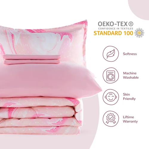 Miniatura 6 de SLEEP ZONE - Juego de edredón suave tamaño Individual para niños, 5 piezas con edredón, sábana, funda de almohada y de cojín, resistente a la Helado