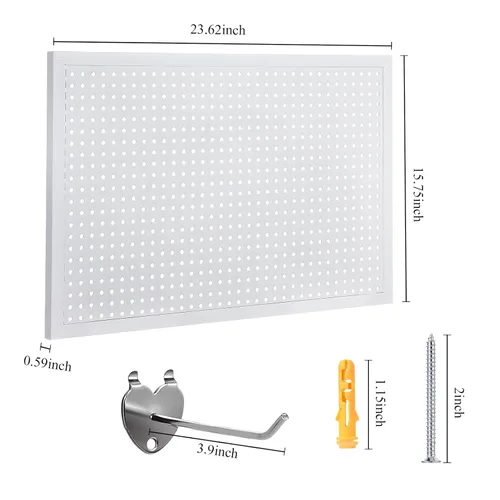 Miniatura 2 de Yaocom 6 paneles de metal para tablero de clavijas, 48 x 48 pulgadas en total, kit de combinación con ganchos de tablero de clavijas de corazón