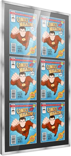Miniatura 50 de Poster Palooza Marco de cómic con paspartú para 1 cómic de la Edad de Bronce publicado entre 1970 y 1985, marco de cómic negro para cómic de 7.25 x