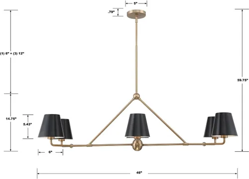 Miniatura 2 de Crystorama Xavier - Candelabro lineal dorado vibrante de 6 luces oro (Vibrant Gold)