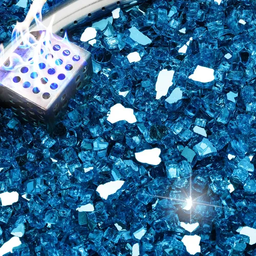 Miniatura 16 de NUPICK Fire Glass - Mezcla mixta Bahama de 20 libras para hoguera y chimenea de gas, roca de vidrio templado de 1/2-3/4 pulgadas en azul y blanco