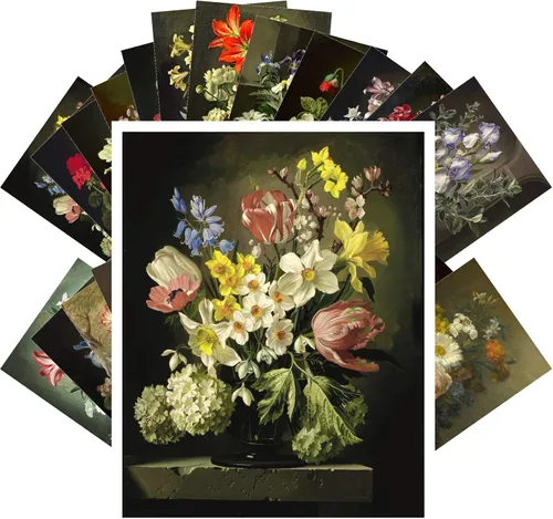 Miniatura 25 de PIXILUV Johann - Postales vintage (24 unidades), diseño de flores salvajes, jardín, aun vida, arte de pintura de museo antiguo, reimpresión