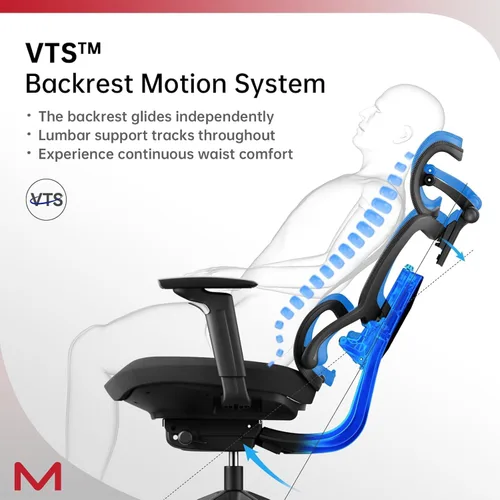 Miniatura 4 de S3P Silla de oficina ergonómica con asiento de espuma de alta densidad y respaldo deslizante VTS - Silla de escritorio con respaldo alto