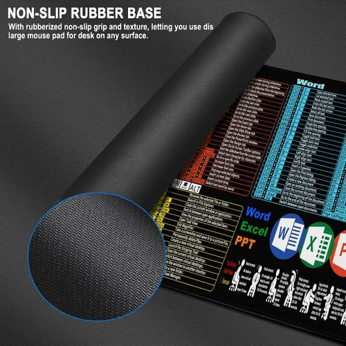 Miniatura 2 de Excel Shortcuts - Alfombrilla de mouse grande de 31.5 x 15.7 pulgadas, alfombrilla de mouse extendida para juegos con borde cosido, base de goma