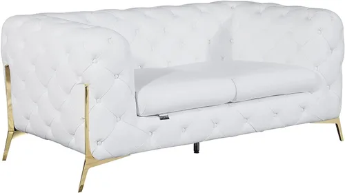 Miniatura 26 de Blackjack Furniture Modena - Moderno juego de sofá de 3 piezas de cuero italiano de grano superior, elegante diseño copetudo y patas de acero Beige