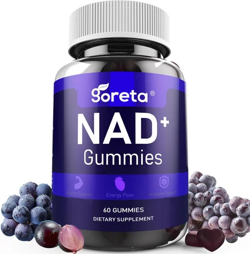Gomitas NAD+, suplemento de resveratrol NAD para adultos, colágeno, quercetina, berberina, rodiola y extracto de semilla de uva, apoya la energía