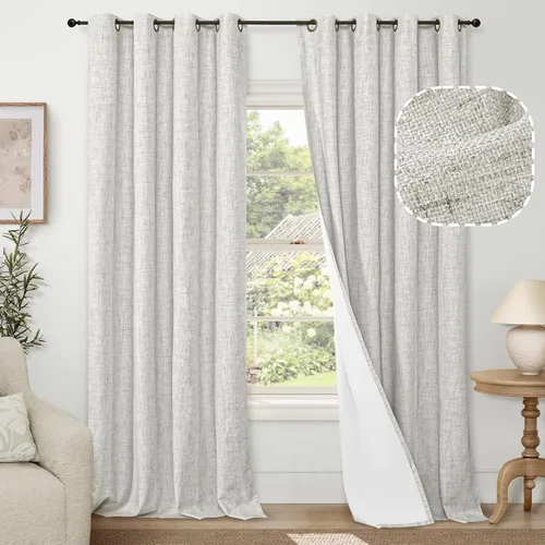 Miniatura 48 de Cortinas Opacas de Lino Azul Bebé para Guardería de 40 Pulgadas de Largo, 2 Paneles, Cortinas Cortas con Aislamiento Térmico Boho de Bloqueo Total