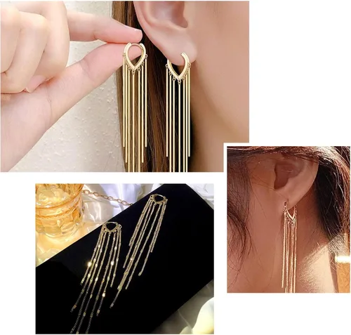Miniatura 5 de Craftdady Aretes de aro chapados en oro de 14 quilates, 12 pares de aretes de aro de latón con múltiples bucles, círculo, lágrima, flor, palanca