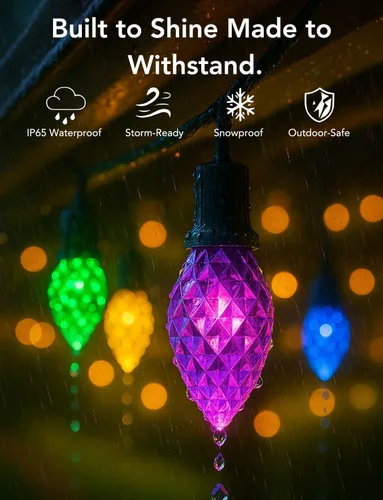Miniatura 7 de Luces LED C9 de Navidad para exteriores, 100 pies, 150 LED, luces de cadena inteligentes RGB controladas por aplicación y control remoto