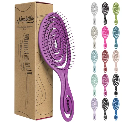 Miniatura 16 de Ninabella Cepillo desenredante para cabello para mujeres y hombres, no tira, cepillos alisadores para cabello liso y rizado, cepillo único en Crema