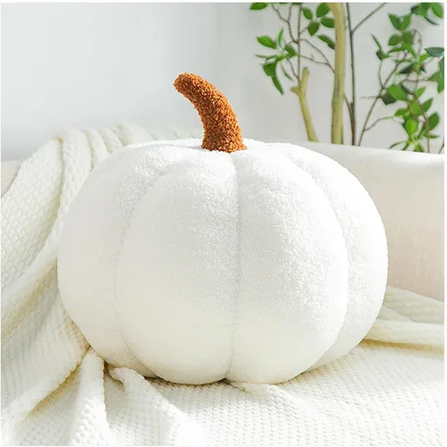 Almohadas de calabaza con temática de otoño para sofá, sala de estar, decoración elegante de calabaza blanca de Halloween, almohada para cama, Blanco