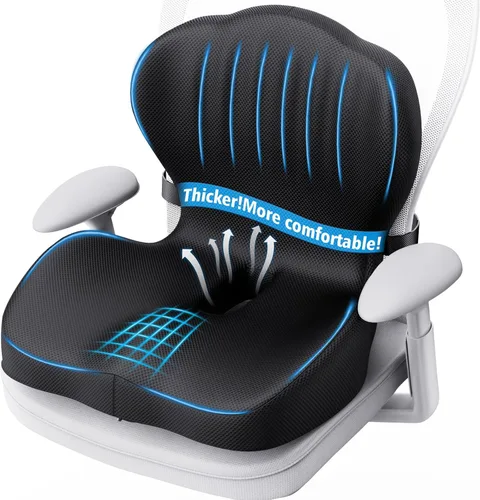 Benazcap - Cojín de asiento de espuma viscoelástica con almohada de apoyo lumbar para silla de oficina, coche y silla de juegos, silla de ruedas,
