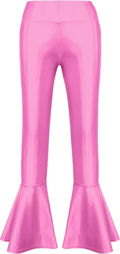 Miniatura 3 de Pantalones acampanados metálicos brillantes para niñas y niños, con lentejuelas, con volantes, para danza, yoga, leggings
