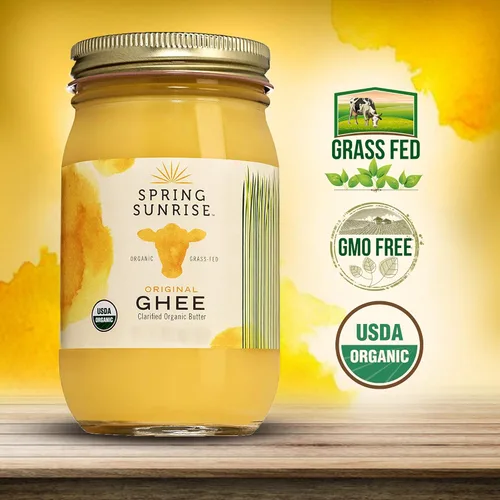Miniatura 3 de Spring Sunrise - Mantequilla clarificada orgánica alimentada con pasto - Mantequilla clarificada certificada por la USDA - Aceite de cocina apto
