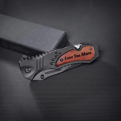 Miniatura 5 de Cuchillos personalizados para hombres, cuchillo de bolsillo grabado personalizado, idea de aniversario de madera para él, idea de Navidad