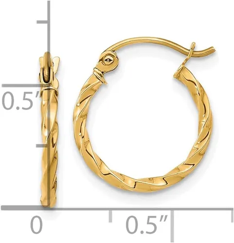 Miniatura 3 de Aretes de aro trenzados de oro de 10 quilates para mujer Aretes de oro real para mujer Aretes de oro macizo de 10 quilates de oro