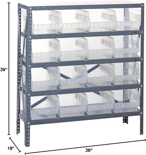 Miniatura 305 de Quantum QSBU-245BK Heavy Duty Shelving Unit with (7) Shelves and (24) QUS245 Black Bins for Garage Warehouse Storage Distribution 400 lb Load